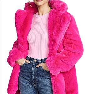 NWT pink apparis faux fur coat size small